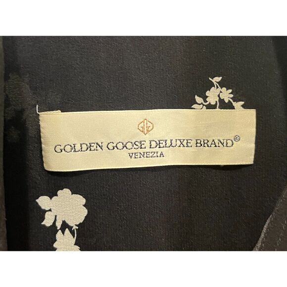 GOLDEN GOOSE Delux Brand Black Silk Floral Shirt Blouse Top Women's Size Small - Picture 4 of 10